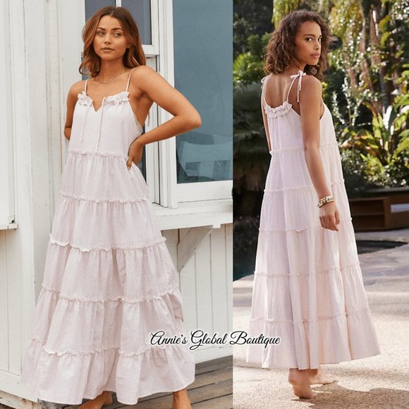 Anthropologie Dresses & Skirts - RARE NWT ANTHROPOLOGIE Senorita Gingham Ruffled Maxi Dress. Size L